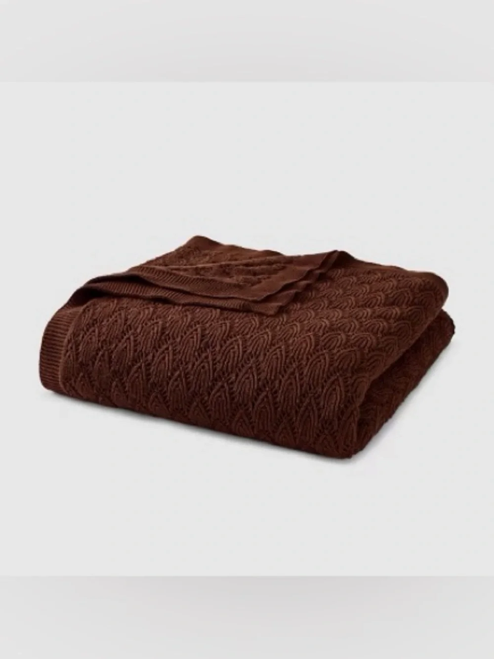New Jeremiah Brent Home Pointelle Throw Blanket Chocolate Raisin 50x60”